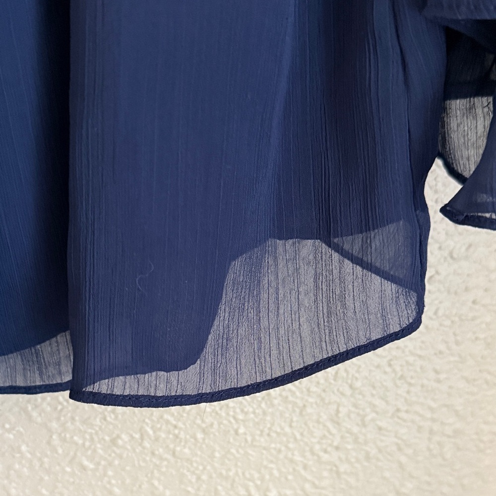 Express Navy Ruffle Sleeve Blouse - Picture 5 of 6